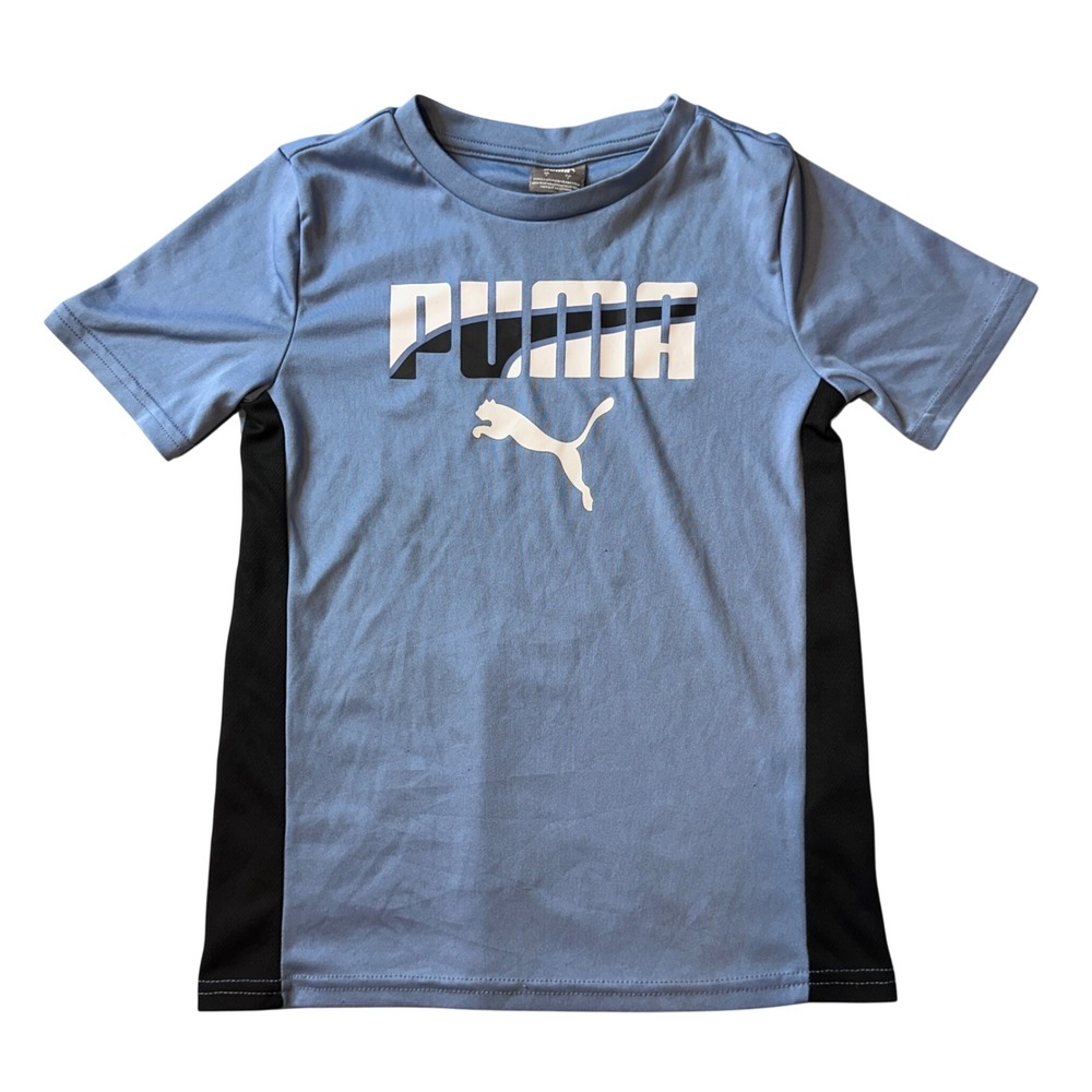 Puma T-Shirt Boy 7 Blue Graphic Logo Active Performance PBS24-08553 Short Sleeve